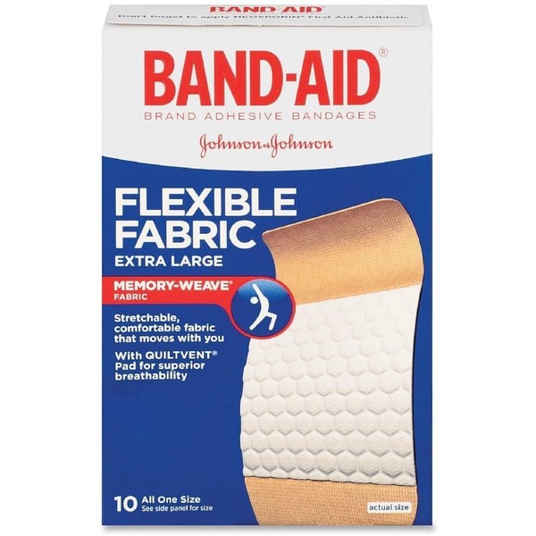 BAND-AID Flexible Fabric Bandages, Extra Large 10 ea (Pack of 6)