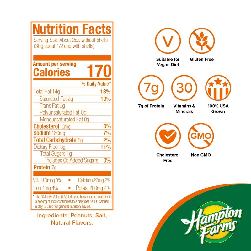 Hampton Farms - USA Grown All-Natural - Fancy Roasted In-Shell