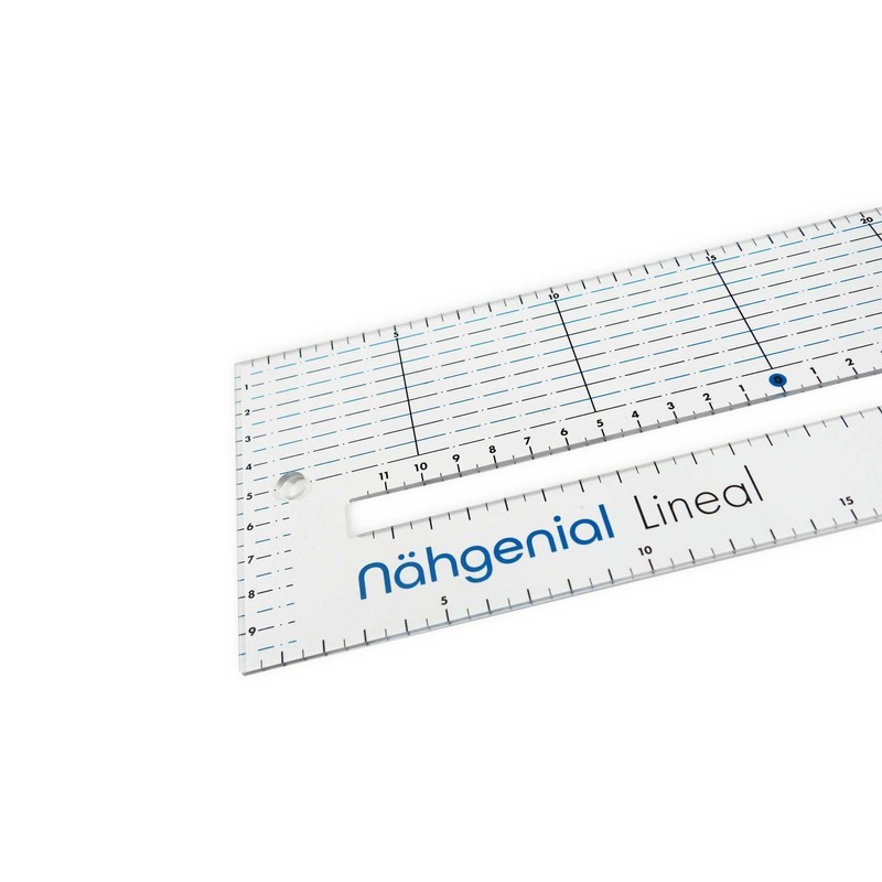 Farbenmix Nähgenial Stylefix Sewing Ruler with Cut-Out, 30 x 10