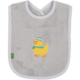 Smithy Children's Bib Made from 100% Cotton - Spill Proof Baby Bib with Press Stud Fastening in 24 x 24 cm, lightgrey