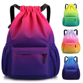 Sarsumir Gym Bag Sports Bag Women Boys Waterproof Large Capacity Bag with Drawstring Backpack Drawstring Bag Gym Bag Men Girls for Gym Swimming Sports, pink lilac