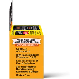 Airborne 1000mg Vitamin C with Zinc Effervescent Tablets, Immune Support Supplement with Powerful Antioxidants Vitamins A C & E - 10 Fizzy Drink Tablets, Zesty Orange Flavor (Zesty Orange (Pack of 3))