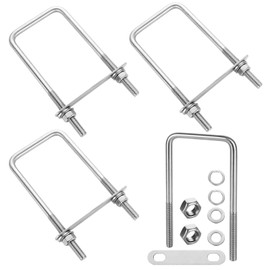 4Pack Square U-Bolts 3"(75mm) Inner Width, 304 Stainless Steel U Bolts M10 with Washers & Nuts for Replacement Parts and Accessories for Ski Boat, Fishing Boat or Sailboat Trailer