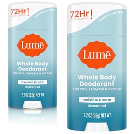 Lume Desodorante natural – axilas y partes privadas – Sin aluminio, sin bicarbonato de sodio, hipoalergénico y seguro para pieles sensibles – Paquete de dos barras de crema de 2.2 onzas (sin aroma)
