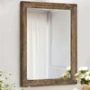AAZZKANG Rustic Wood Mirror Rectangle Decorative Wall Mirrors with Frame