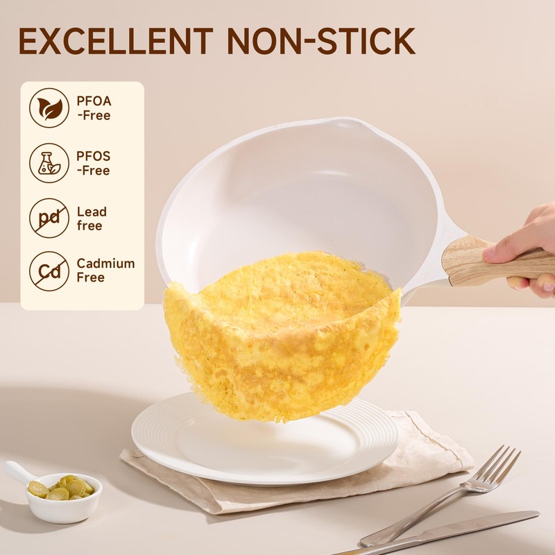 JEETEE 9.5 Inch Nonstick Frying Pan, Stone Coating Cookware, Nonstick