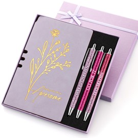 Sayglossy Team Appreciation Gift Set A6 Leather Journal Notebook Pen with Present Box Thank You Valentines Day Gift for Employee Coworker Staff Medical Assistant Teacher Women Men(Purple,Thank You)