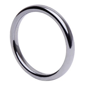 Thin Hematite Ring 3 mm Wide Round Grey Dark Grey Narrow Simple Stone Ring, Hematite