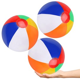 Inflatable Multicolored Beach Balls Design for Swimming Pool Party Favor, Birthday Parties, Summer Fun Toy, 6" (12-Pack)