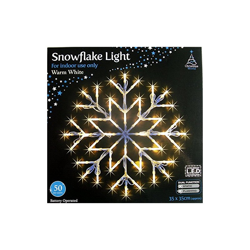 WARM WHITE SNOWFLAKE WINDOW LIGHT CHRISTMAS XMAS LED LIGHT