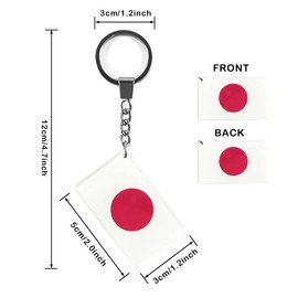 QQSD Japan Flag Keychain Japanese Key Ring, 2 Pack