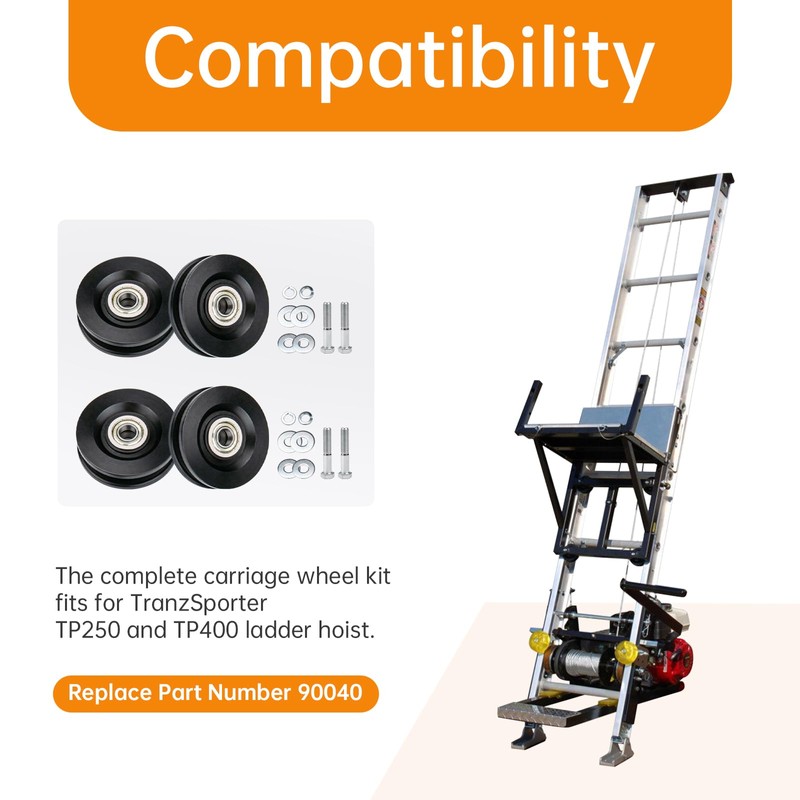 90040 Carriage Wheel Kit Complete Ladder Hoist Replacement Parts for