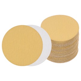 Kozelo 50pcs No Hole Sanding Discs- [ 3 Inch 150 Grit ] Round Hook and Loop Grip Sanding Pads Sandpaper for Automotive Woodworking Metal Polishing Use| Gold, Aluminum Oxide
