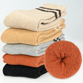 srclo Womens 5 Pairs Merino Wool Thermal Warm Winter Socks Thick Cozy Heavy Comfy Socks Crew Work Boot Socks