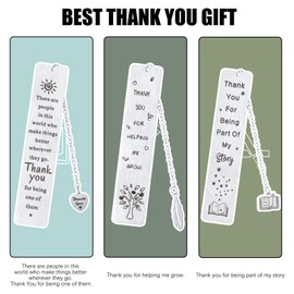 3 Pcs Metal Bookmarks for Women Men - Stocking Stuffers for Women, Teacher Gifts from Student for Appreciation Christmas Thank You Birthday Graduation, Inspirational Gifts for Coworker Book Lovers