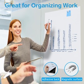 Deli Magnetic Dry Erase White Board Sticker, 17.7" x 11.8" Self Adhesiveve Whiteboard for Wall, Office, Home, Kids, Easy to Write and Clean, Includes Marker, Magnets,Pen Holder and Cleaning Cloth.