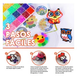 Nasjac Kit Hama Beads 39000pzs Mini 2.6mm 72 Colores Cuentas Bisuteria Manualidades Con Planchar Kit Para Hacer Pulseras Para Nios Juguete Regalos... 