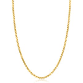 Jewlpire Gold Chain Necklace for Men, 2.5mm Wheat Chain Necklace, 14k Plated Gold Chain for Men and Women, Mens Chain Necklace 20 Inch