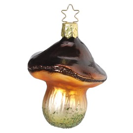 Christmas Tree Decoration Glass 7 cm Mushroom Chestnut Hand-Blown Hand-Painted Christmas Baubles
