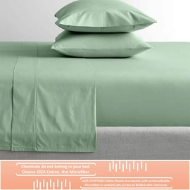 Mr Pandaa 100% Giza Egyptian Cotton Dreams Sheet Set, Long-Staple Cotton, 6 PC Giza-Bed-My-Sheets-&-Pillowcases, Sateen Weave Soft Silky Feel, Fits Mattress Upto 15'' Deep - Sage-Twin
