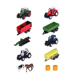 Majorette Farm Set 5 Pezzi – Veicoli Agricoli in Metallo pressofuso, Trattore, Rimorchio e Accessori, 2 Assortimenti, ASSEGNAZIONE CASUALE, dai 3 anni, 8503004000