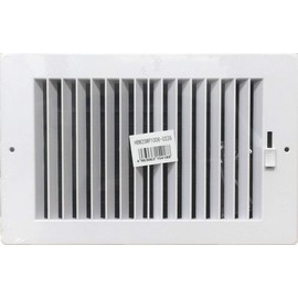 Two-way plastic side wall/ceiling register in white 10"w X 6"h for duct opening (outside dimension is 11.75"w X 8"h)
