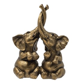 Thorne Antiques & Collectables Mr & Mrs Elephants - Loving Elephant Statue With Entwined Trunks (Bronze)