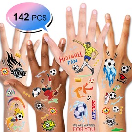 Konsait Football Tattoos Kids Children Temporary Transfer Tattoos Boys Birthday Party Bag & Stocking Fillers, 18 Sheets