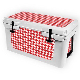 MightySkins (Cooler Not Included) Skin Compatible with RTIC 45 Cooler (2017 Model) - Red Houndstooth | Protective, Durable, and Unique Vinyl Decal wrap Cover | Easy to Apply | Made in The USA