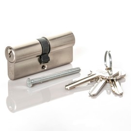 TSS Satin Chrome Euro Cylinder Lock, Euro Door Barrel Lock Supplied with 3 Keys. Increased Security with Anti-Drill & Anti-Pick Protection. Suitable for All Door Types (40mm x 40mm (80mm Total))
