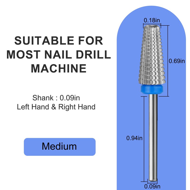 Vnjaoi 5-in-1 Nail Drill Bits 3/32 Inch Nail Cutter Attachments