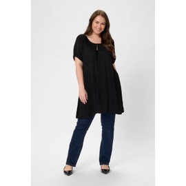 KAFFE CURVE Tunic KCami Tunic Dress Large Sizes Women's Short Sleeve Long Top Tunic Dress 46, Black Deep