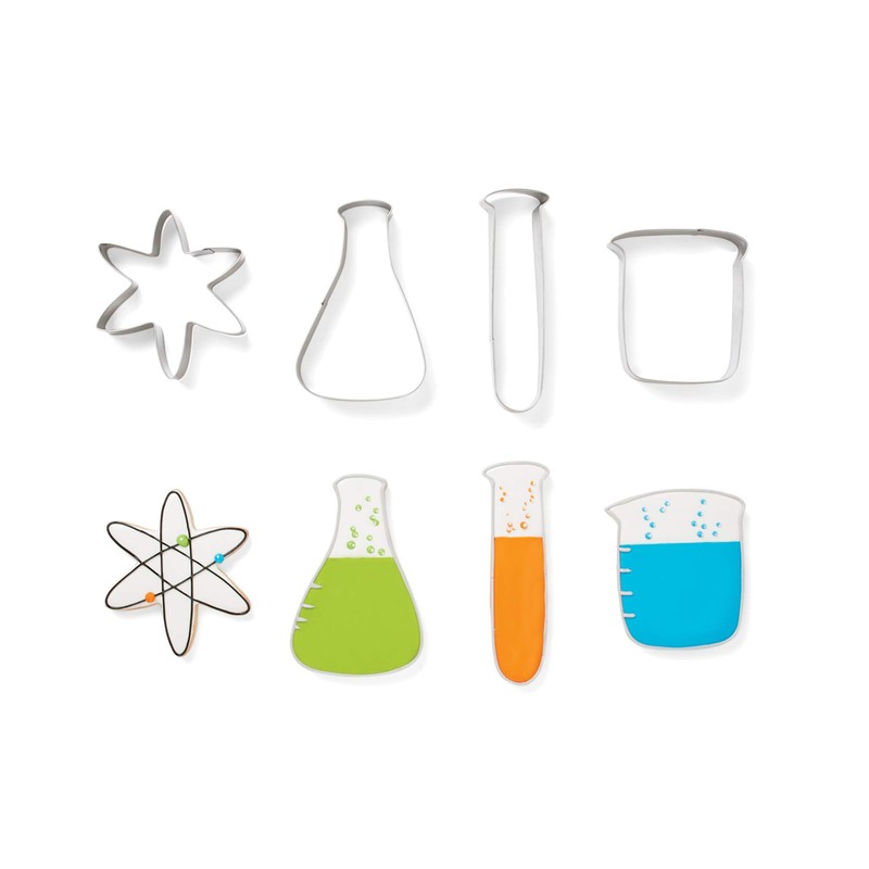 Fox Run Science Cookie Cutter Set, Chemistry Lab Cookie Cutters,