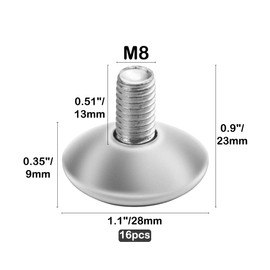 TOVOT 16PCS M8×1.25mm(Pitch) Furniture Leveling Feet Table Feet Screw on Adjustable Furniture Levelers for Chair Cabinet Sofa