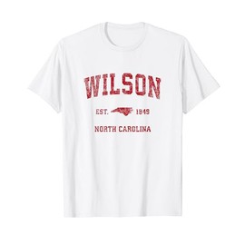 Wilson North Carolina NC Vintage Sport Red Print T-Shirt, White, s