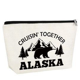 Alaskan Vacation Gifts for Teen Girls Women Makeup Bag Alaskan Cruise Gifts Alaska Cruise Essentials Cosmetic Bag with Zipper Graduation Christmas Birthday Gift for Sister Daughter Friend Travel Pouch