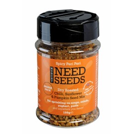 MUNCHY SEEDS Spicy Peri Peri 150g - Lightly Toasted Peri peri Seeds in a Convenient Shaker with a Spicy Kick, Great for Snacking, Topping Salads, Adding Heat to Dishes - Gluten-Free Shaker