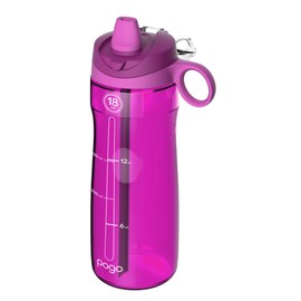 Pogo BPA-Free Plastic Water Bottle with Soft Straw Lid, 18oz. (Fuchsia)