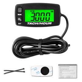 NInE-ROnG Self Powered Digital Tachometer Hour Meter,Inductive Maintenance Waterproof Backlit Shutdown Tach/Hour Meter,Battery Replaceable,for Lawn Mower Tractor Generator and Gas Engine