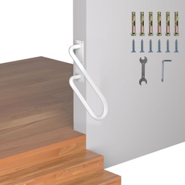 Jamb Mount Handrails for Outdoor Steps-1-3 Step Waterproof Stairs Railing-Powder Coated Side Mount Hand Rails for Indoor Stairs-Non-Slip Staircase Grab Rail for Deck/Porch/Mobile Home/Short Stairway