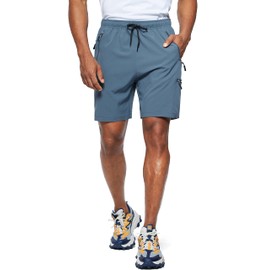 Viodia Pantalones Cortos Cargo de Senderismo para Hombre, elásticos, de Secado rápido, Ligeros, para Hombre, Casuales, de Pesca, con Bolsillos, Azul Stone, 3X-Large