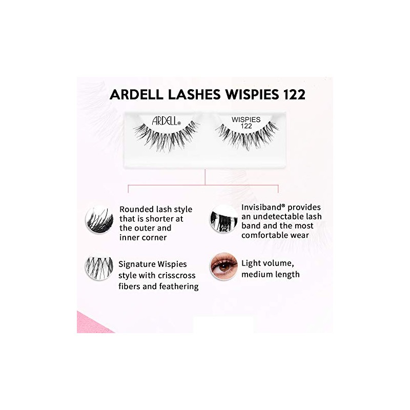 Ardell False Eyelashes Wispies, 122 - Black, Natural-Looking Lightweight Strip