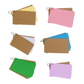 300pcs Colored Index Cards 3x5 Inches Flash Cards with Ring Lined Ruled Study Card for Learning, Studying Memory Office College Recipe Game Cards (6 color-300pcs)