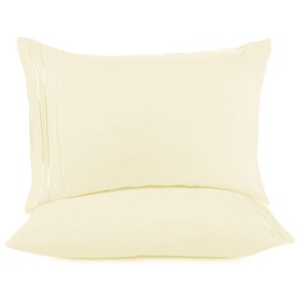 Nestl Bedding Solid Microfiber King 20 x 40 Inches Pillowcases, Ivory (Set of 2)