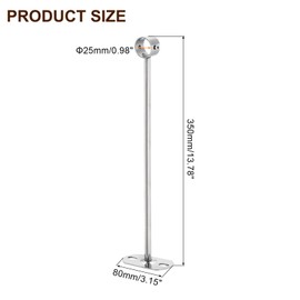 sourcing map 2 Set Ceiling Mount Curtain Rod Bracket, 25mm/0.98" Pipe Length 350mm/13.78" Stainless Steel Curtain Rod Hooks Hangers for Walls Wardrobe Pipe Curtain Pipe, Silver