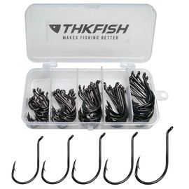 THKFISH Pack of 100 Octopus Circle Hook Baitholder Fishing Hooks Barbed Hooks Fishing Single Hooks Circle Hooks Catfish Hooks 1/0 3/0 4/0 5/0 6/0