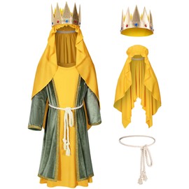 TOKYO REVENGERS Kids 3 Wise Men Costume Biblical Nativity Costume Three Kings Costume For Boys Accessories Set(Gold 130)