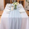 Chuqing Chiffon Table Runner, Light Blue, Decorative Table Runner, Table