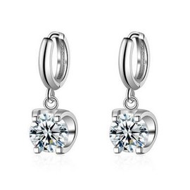 Boowhol Women's Diamond Clip on Earings Hoop Creole Glitter Zircon Moon 925 Sterling Silver Earrings