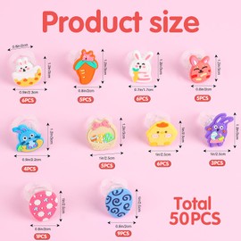 FOIMAS Easter Party Favors,50Pcs Bunny Chick Egg LED Light Up Rings for Easter Basket Stuffers Egg Fillers Glow in The Dark Party Supplies Toys Gift Boys Girls